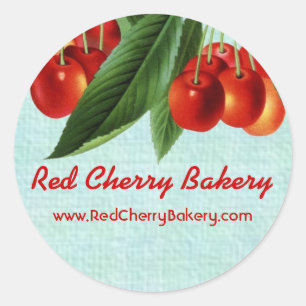 Vintage red cherries fruit tree gift tag stickers