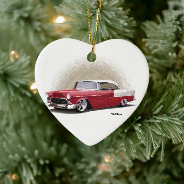 Vintage Red Chevy Coupe Ceramic Ornament (Tree)