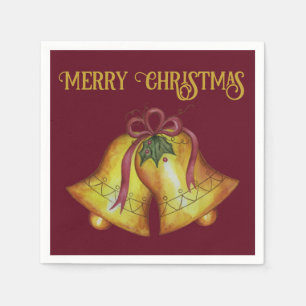 Vintage Red Christmas Bells Paper Napkins 