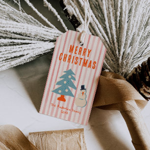 Vintage Red Christmas Funky Fun Illustrated Gift Tags