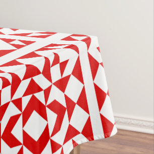 Vintage Red Christmas Geometric Quilt Pattern Tablecloth