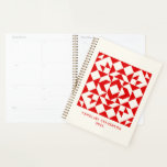 Vintage Red Christmas Geometric Quilt Personalized Planner<br><div class="desc">Plan your year in style with this charming undated monthly and weekly planner, featuring a classic red and white quilt block design on the cover. Perfect for quilters and quilt lovers, this planner combines timeless craftsmanship with everyday functionality. Personalize it with your name for a special touch, and enjoy the...</div>