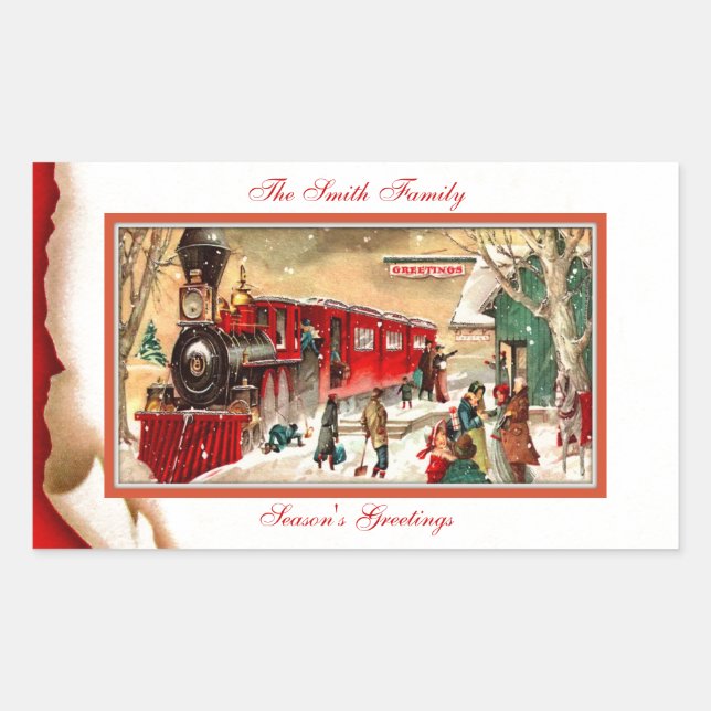 Vintage Red Christmas Train Sticker (Front)