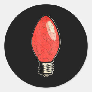 Vintage Red Christmas Tree Light Bulb  Classic Round Sticker