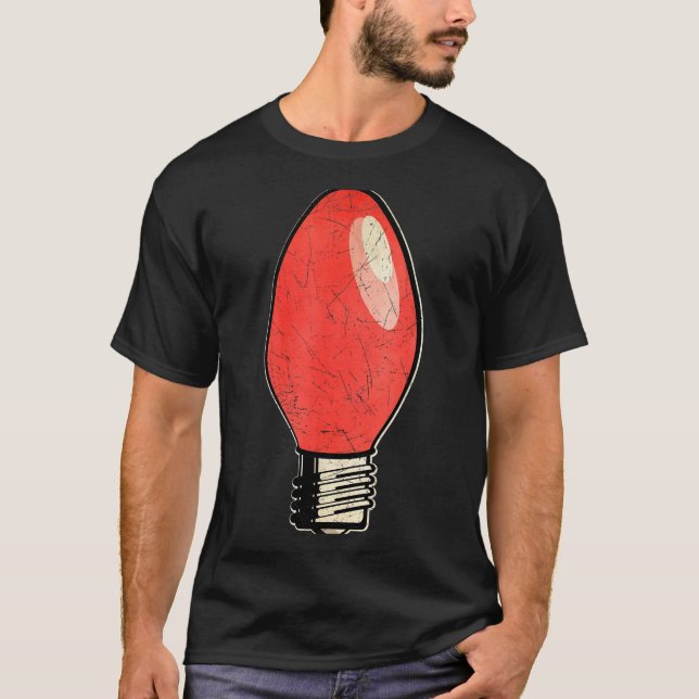 Vintage Red Christmas Tree Light Bulb  T-Shirt (Front)