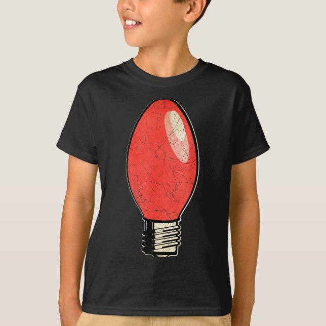 Vintage Red Christmas Tree Light Bulb  T-Shirt (Front)
