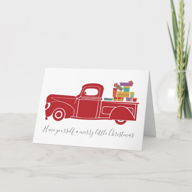 Vintage Red Christmas Truck Holiday Card (Front)
