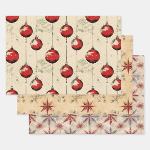 Vintage Red Christmas  Wrapping Paper Sheet