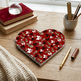 Vintage Red Coquette Bow Heart Shaped Spiral Noteb Notebook