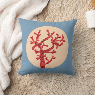 Vintage Red Coral Throw Pillow
