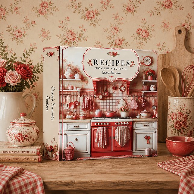 Vintage Red Cottage Kitchen Recipe | Binder (Creator Uploaded)