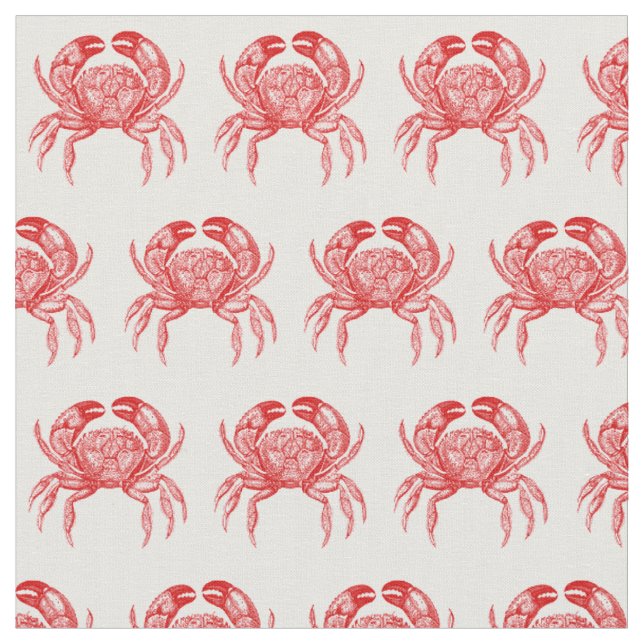 Vintage Red Crab #1 Drawing Fabric (Close Up)