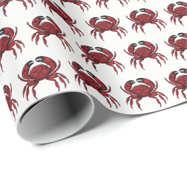 Vintage Red Crab #2  Drawing Wrapping Paper (Roll Corner)