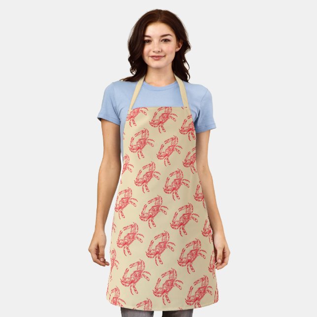 Vintage red  crabs apron (Worn)