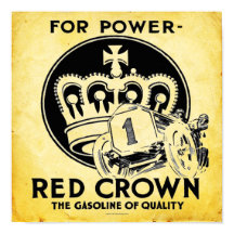 Vintage Red Crown Gasoline Print