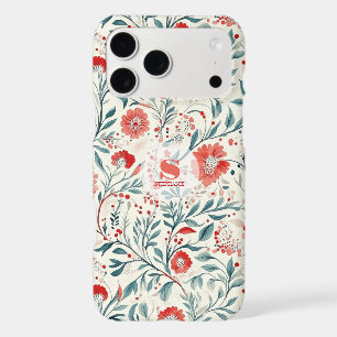 Vintage Red Daisy Floral Pattern - Botanical