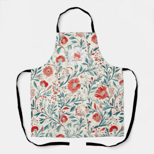 Vintage Red Daisy Floral Pattern - Botanical Apron