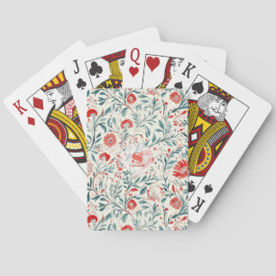 Vintage Red Daisy Floral Pattern - Botanical Playing Cards