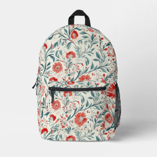 Vintage Red Daisy Floral Pattern - Botanical Printed Backpack