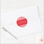 Vintage Red Damask Custom Christmas Return Address Classic Round Sticker<br><div class="desc">Vintage Red Damask Festive Custom Merry Christmas Classic Return Address Classic Round Sticker</div>
