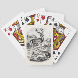 Vintage Red Deer Stag w/ Doe and Fawn Personalized Playing Cards
