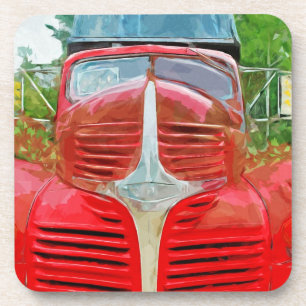 Vintage Red Dump Truck Abstract Coaster