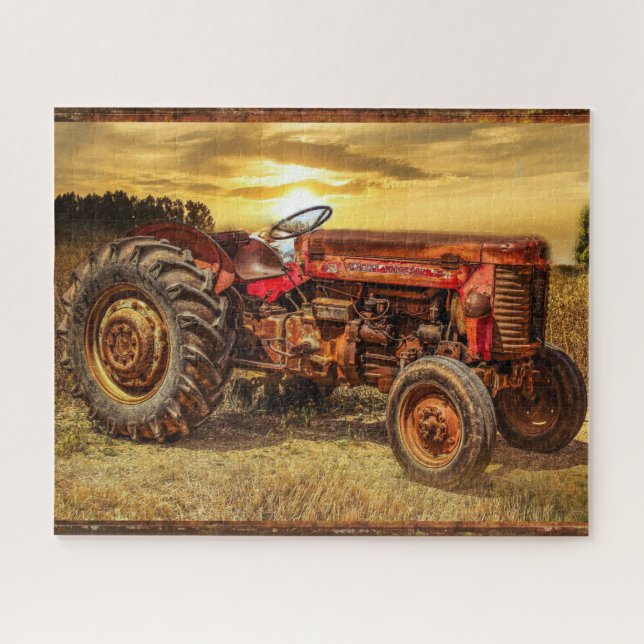 Vintage Red Farm Tractor Jigsaw Puzzle (Horizontal)
