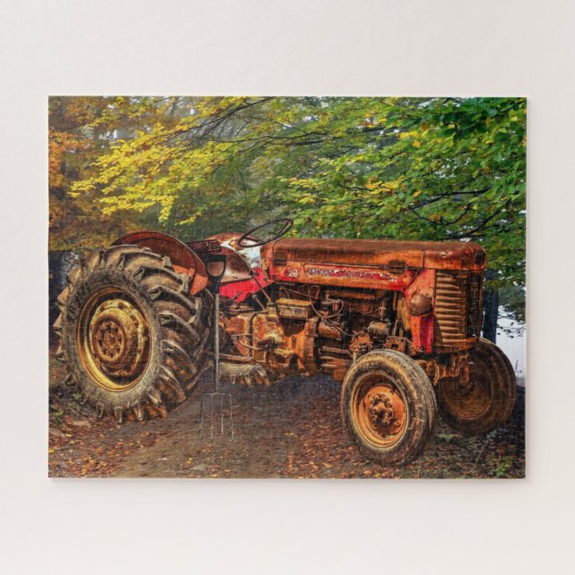 Vintage Red Farm Tractor Jigsaw Puzzle (Horizontal)