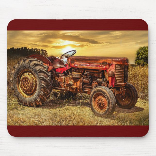 Vintage Red Farm Tractor Mouse Pad (Front)