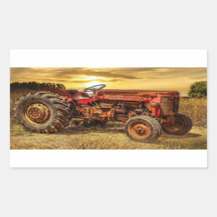 Vintage Red Farm Tractor Sticker