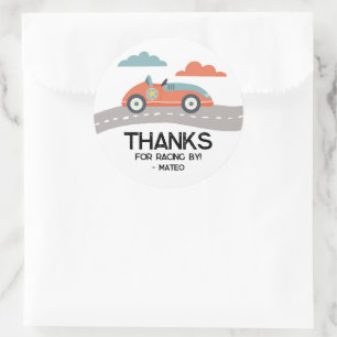 Vintage Red Fast One Car Birthday Party Favour Classic Round Sticker