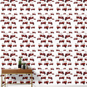 Vintage Red Fire Trucks Pattern, Wallpaper