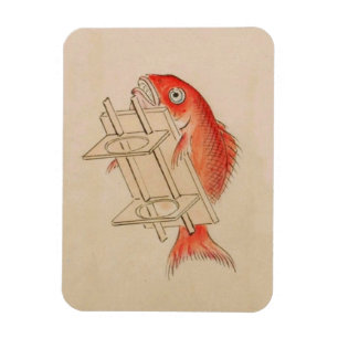 Vintage Red Fish Yokai Magnet