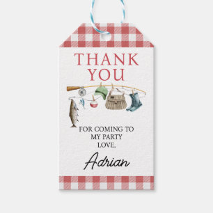 Vintage Red Fishing O-Fish-Ally One 1st Birthday Gift Tags