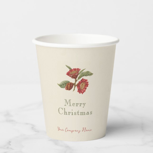 Vintage Red Floral Holiday Custom   Paper Cups (Front)