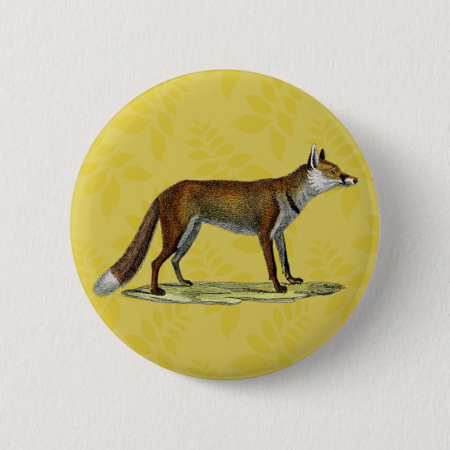 Vintage Red Fox 2 Inch Round Button (Front)