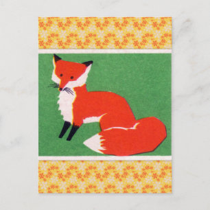 Vintage Red Fox Print Postcard