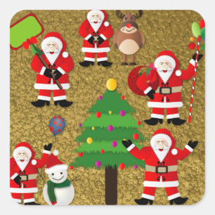 Vintage Red Gold Christmas Square Sticker
