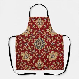 Vintage Red Gold Kashan Carpet Rug Persian Apron
