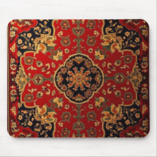 Vintage Red Gold Kashan Carpet Rug Persian Mouse Pad