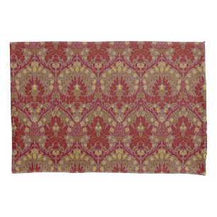 Vintage Red Gold William Morris Autumn Flowers Pillowcase