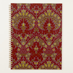 Vintage Red Gold William Morris Autumn Flowers Planner