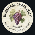 Vintage red grape jelly canning sticker<br><div class="desc">Editable homemade grape jelly label featuring a bunch of red grapes and vintage background. Make your own canning labels for your favourite homemade recipes. Perfect for preserves,  homemade gifts or as kitchen pantry organiser.

Please check the matching collection for COORDINATING ITEMS.
Original artworks by PUPSIKU STUDIO. 100% unique products.</div>