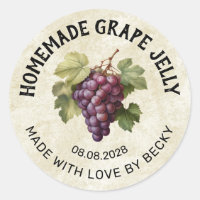 Vintage red grape jelly canning sticker