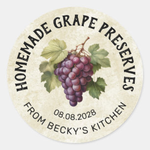 Vintage red grape preserves canning sticker