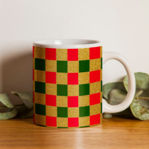 Vintage red & green Chequerboard unique decorative Coffee Mug