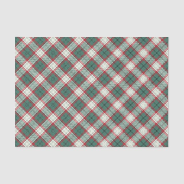 Vintage Red Green Chequered Christmas Tissue Paper (Front)