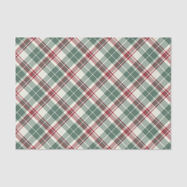 Vintage Red Green Christmas Plaid Tartan Tissue Paper (Front)