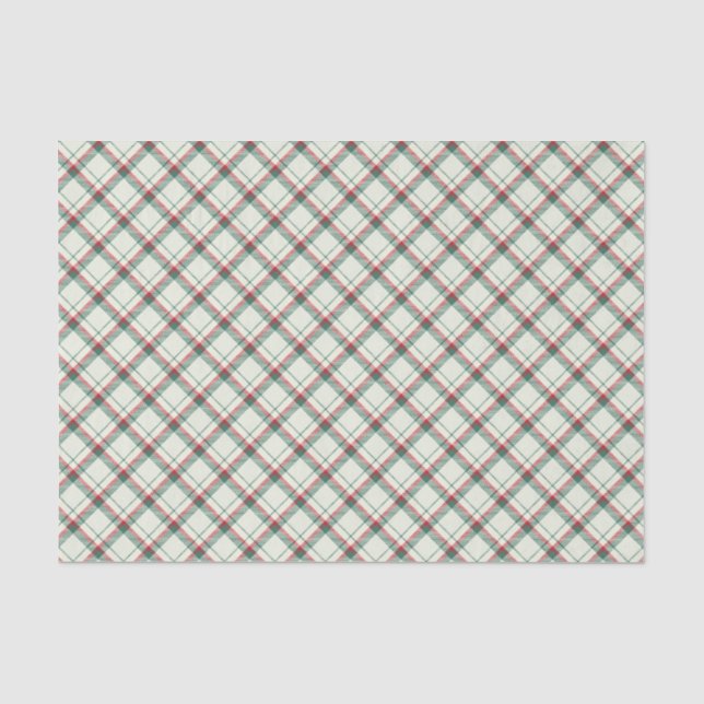 Vintage Red Green Christmas Plaid Tissue Paper (Front)