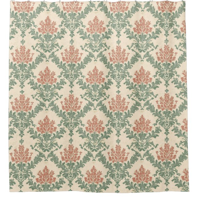 Vintage Red Green Damask Pattern (1) (Front)